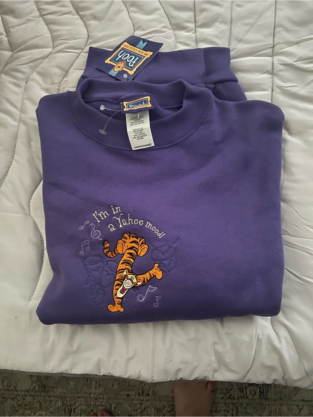 Disney Tigger Purple Sweatshirt - 'I'm in a Yahoo Mood'